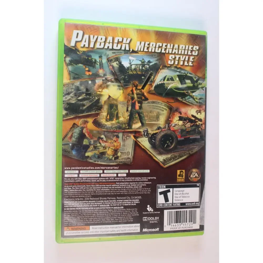 Mercenaries 2: World in Flames (Xbox 360, 2008) Authentic, Tested/works